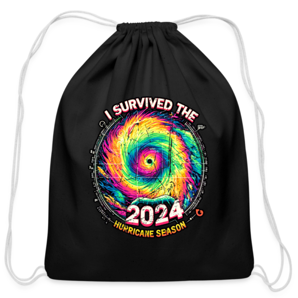 Vintage I Survived The 2024 Hurricane Season Cotton Drawstring Bag