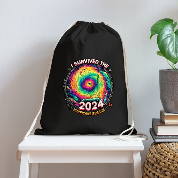 Vintage I Survived The 2024 Hurricane Season Cotton Drawstring Bag - Image 2