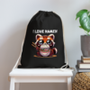 Vintage Kawaii-style Tanuki Eating Ramen with Chopsticks Cotton Drawstring Bag - Image 2