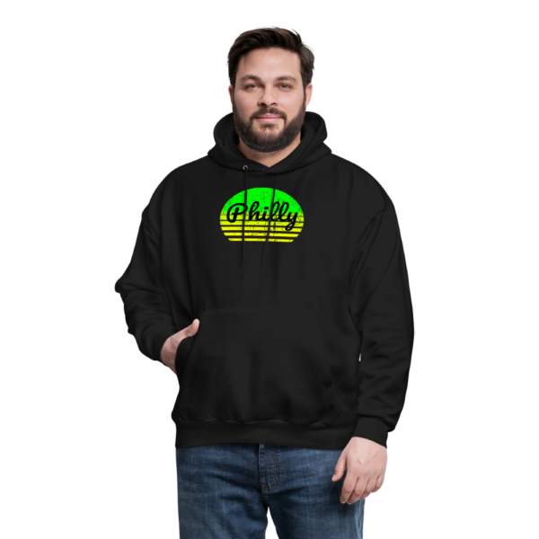 Vintage Philly Vaporwave Retro Sunset Men's Hoodie - Image 3