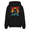 Vintage Kaiju Monster Cat Japanese Sunset and Waves Aesthetic Men's Hoodie - Image 6