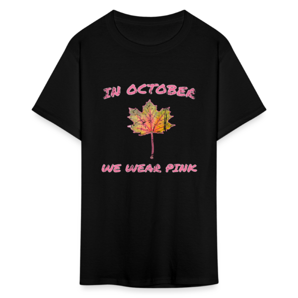 Vintage In October We Wear Pink | Fall Leaves Unisex Classic T-Shirt - Image 2