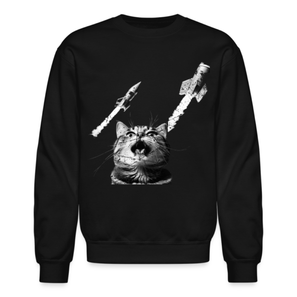 Vintage Cat Selfie at a Passenger Rocket Liftoff Crewneck Sweatshirt