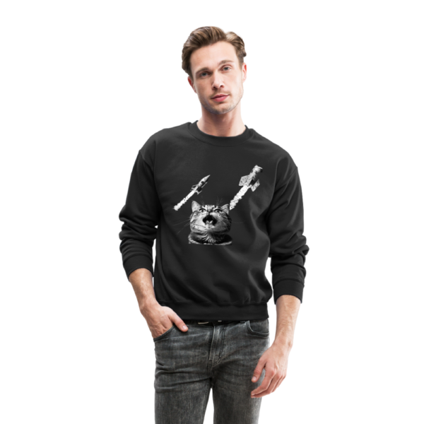 Vintage Cat Selfie at a Passenger Rocket Liftoff Crewneck Sweatshirt - Image 2