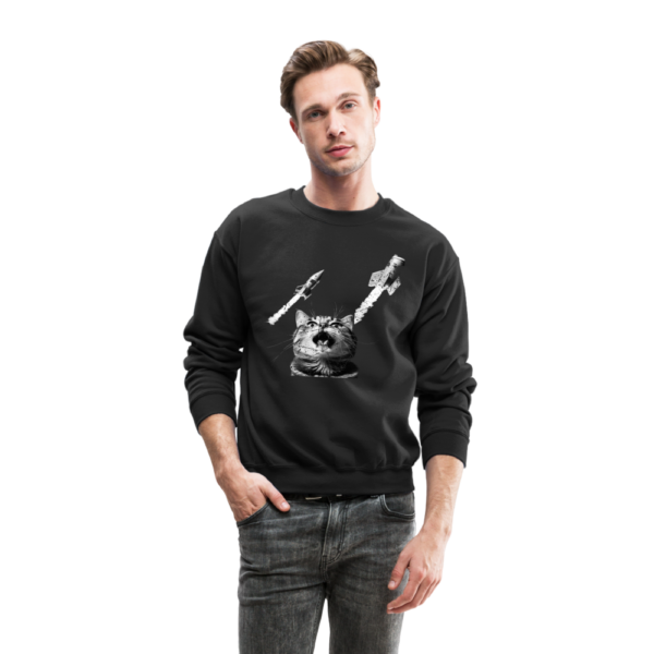 Vintage Cat Selfie at a Passenger Rocket Liftoff Crewneck Sweatshirt - Image 3