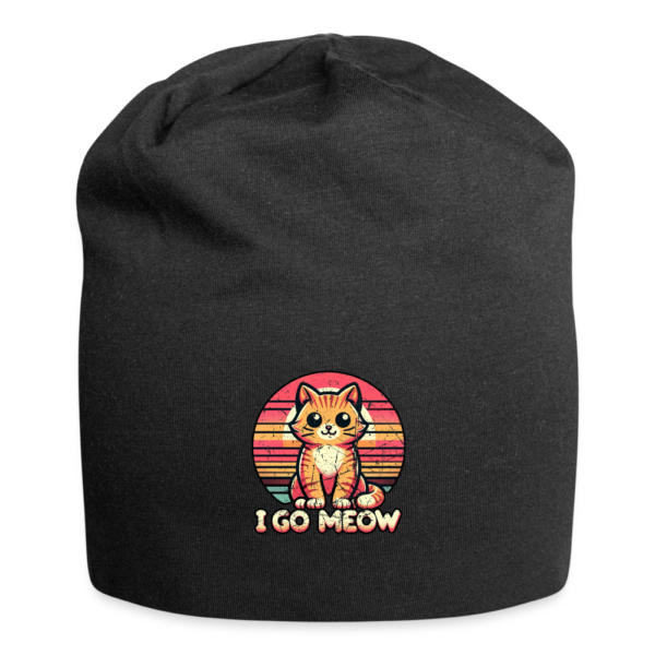 Vintage I Go Meow Cat Lady Jersey Beanie