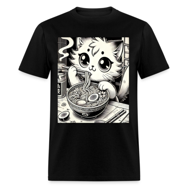 Vintage Anime Cat With Big Eyes Eating Ramen Noodles  Unisex Classic T-Shirt