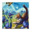 Cat Chasing Butterfly in Irises Van Gogh Style Poster 16x16 - Image 2