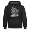 Vintage Style Dirt Bike Wheelie Throw It Up Phrase Unisex Contrast Hoodie - Image 2