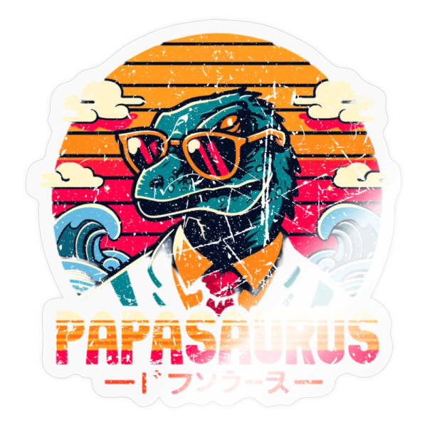 Vintage Style Raptor Wearing Shades Papasaurus Sticker