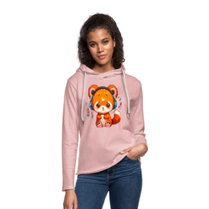 Anime Red Panda Listening To Music Unisex Lightweight Terry Hoodie