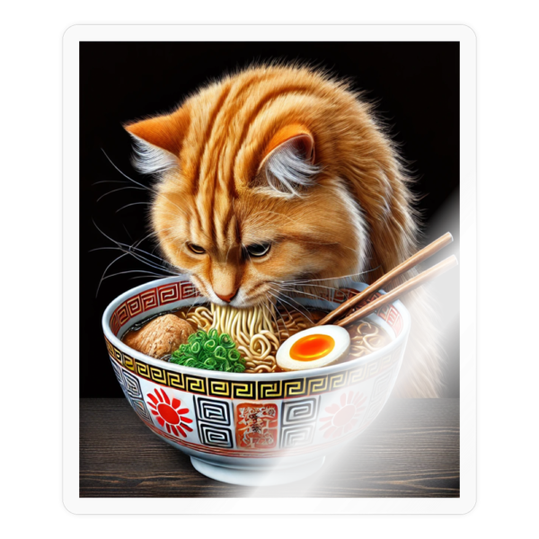 Pet Cat Sneaking A Bite Of Ramen Noodles Sticker