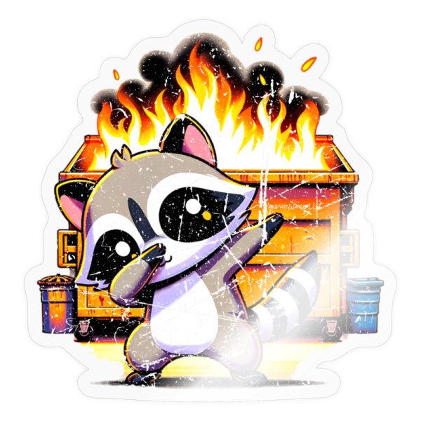 Vintage Style Dabbing Raccoon and Dumpster Fire Sticker