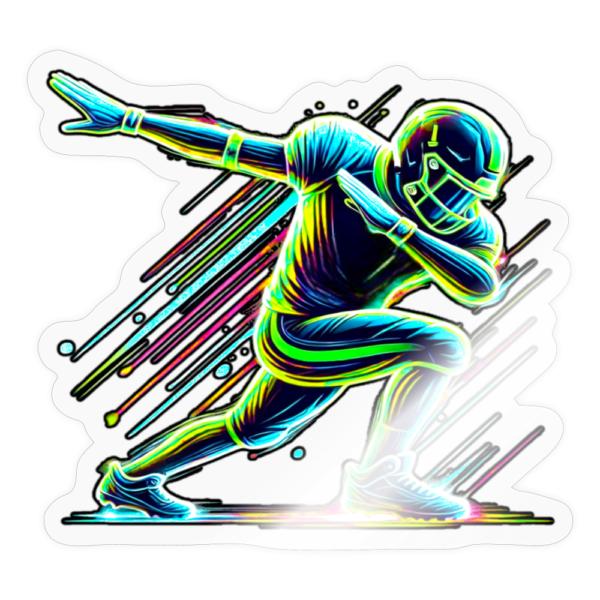 Retro Neon Football Player Dabbing After Touchdown Sticker