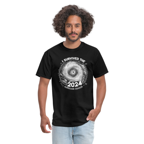 I Survived the 2024 Hurricane Season Black and White Unisex Classic T-Shirt