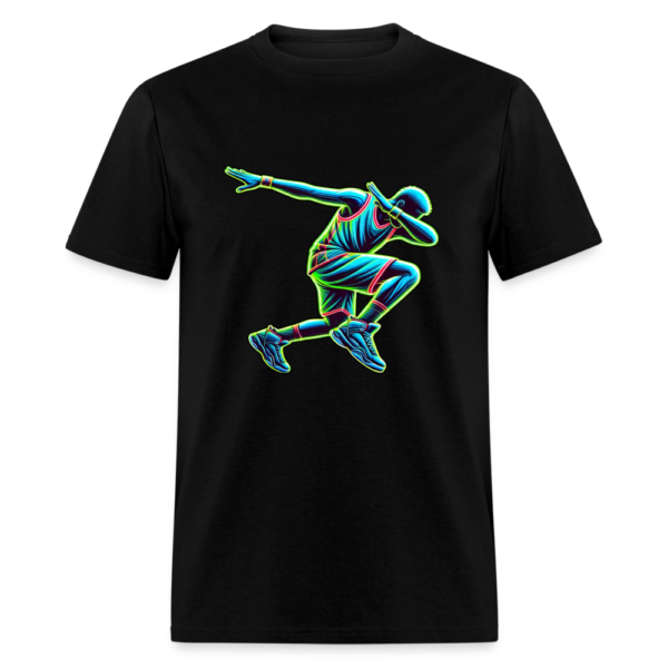 Retro Neon Basketball Player Dabbing Unisex Classic T-Shirt - Image 2