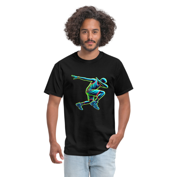 Retro Neon Basketball Player Dabbing Unisex Classic T-Shirt - Image 3