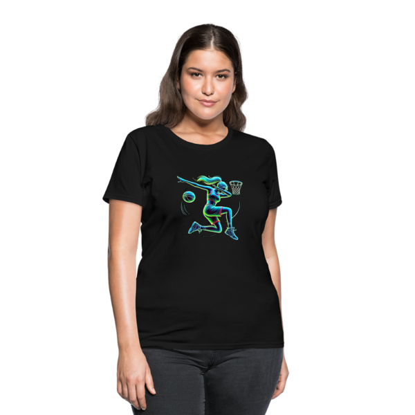 Retro Neon Woman Basketball Player Dabbing Women's T-Shirt