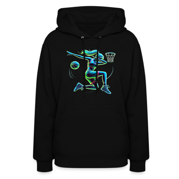 Retro Neon Woman Basketball Player Dabbing Women's Hoodie - Image 2