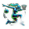 Retro Neon Woman Basketball Player Dabbing Sticker - Image 2