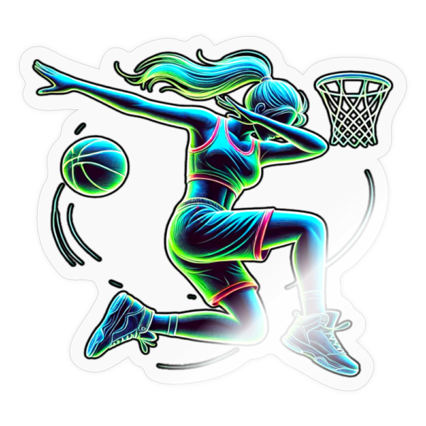 Retro Neon Woman Basketball Player Dabbing Sticker - Image 2