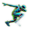 Retro Neon Basketball Player Dabbing Sticker - Image 2