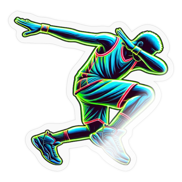 Retro Neon Basketball Player Dabbing Sticker - Image 2