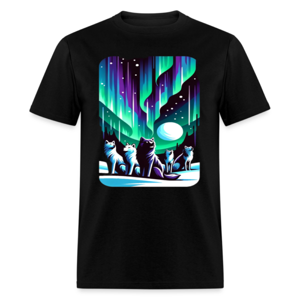 Aurora Borealis (Northern Lights) With a Pack of Wolves Unisex Classic T-Shirt - Image 2