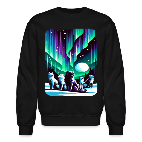 Aurora Borealis (Northern Lights) With a Pack of Wolves Crewneck Sweatshirt - Image 2