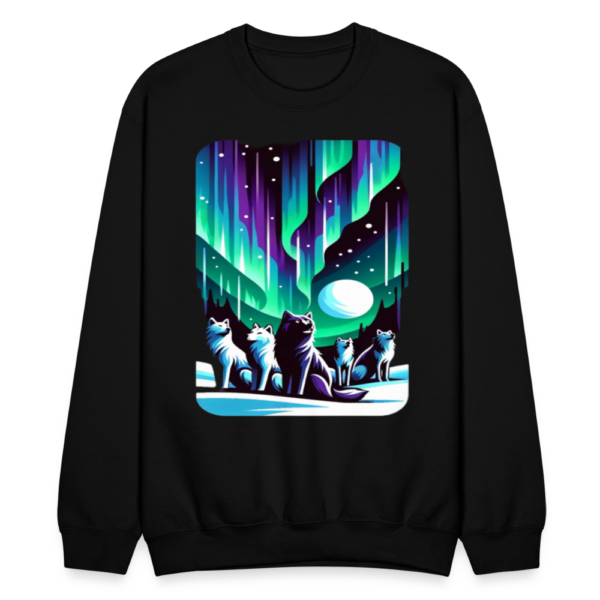 Aurora Borealis (Northern Lights) With a Pack of Wolves Crewneck Sweatshirt - Image 3