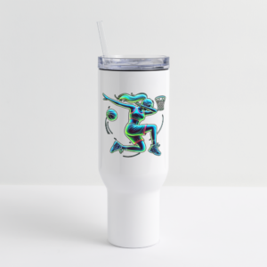 Retro Neon Woman Basketball Player Dabbing 40 oz Travel Tumbler