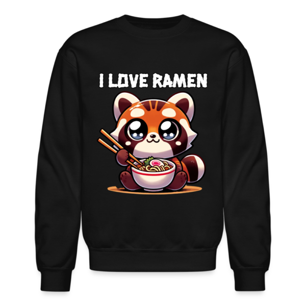 Kawaii-style Tanuki Eating Ramen with Chopsticks Crewneck Sweatshirt - Image 2