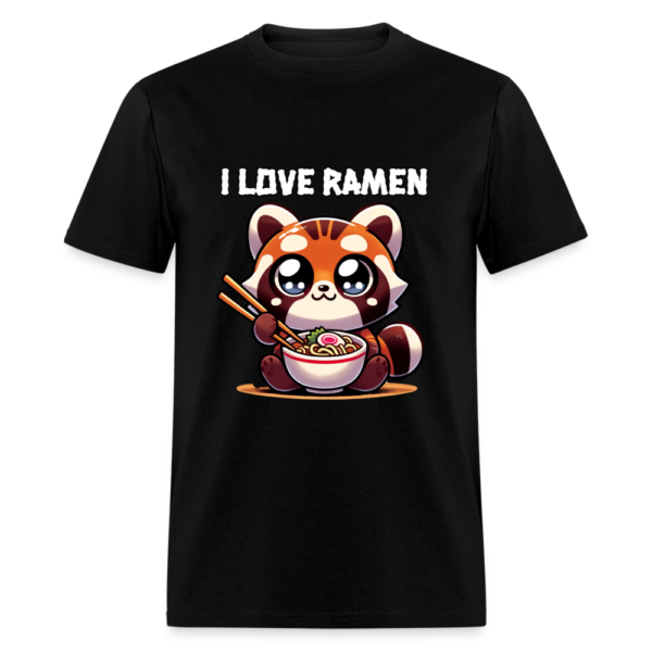 Kawaii-style Tanuki Eating Ramen with Chopsticks Unisex Classic T-Shirt - Image 2