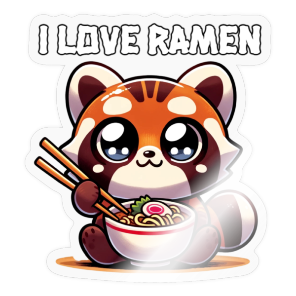 Kawaii-style Tanuki Eating Ramen with Chopsticks Sticker