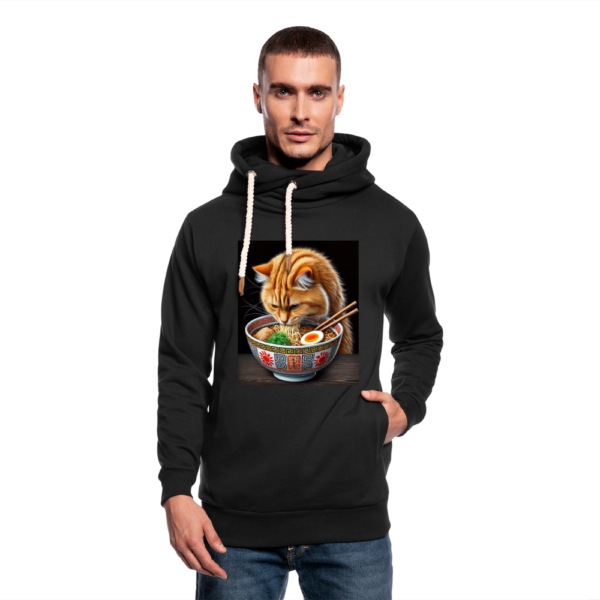 Pet Cat Sneaking A Bite Of Ramen Noodles Shawl Collar Hoodie