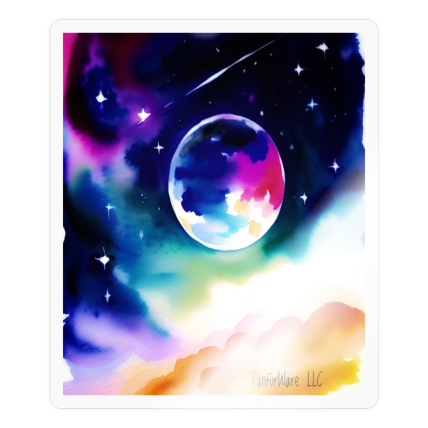 A watercolor view of Earth from another Planet Sticker