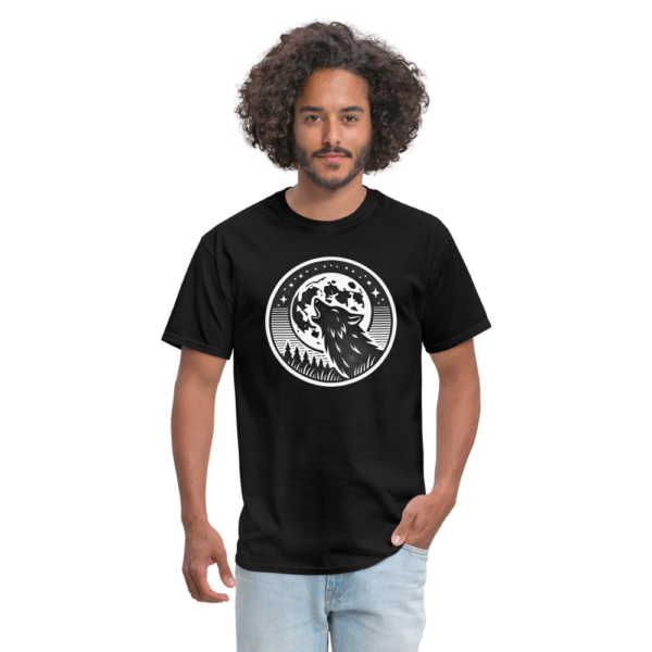 Retro Style Wolf Howling at The Full Moon Unisex Classic T-Shirt