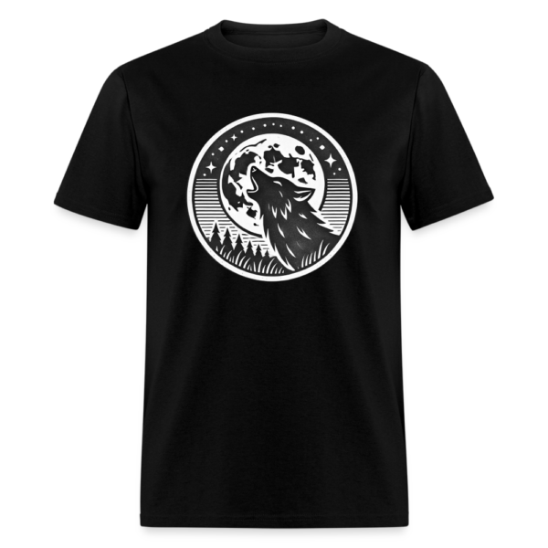 Retro Style Wolf Howling at The Full Moon Unisex Classic T-Shirt - Image 2