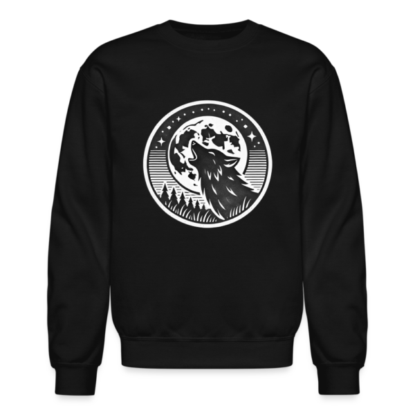 Retro Style Wolf Howling at The Full Moon Crewneck Sweatshirt - Image 2