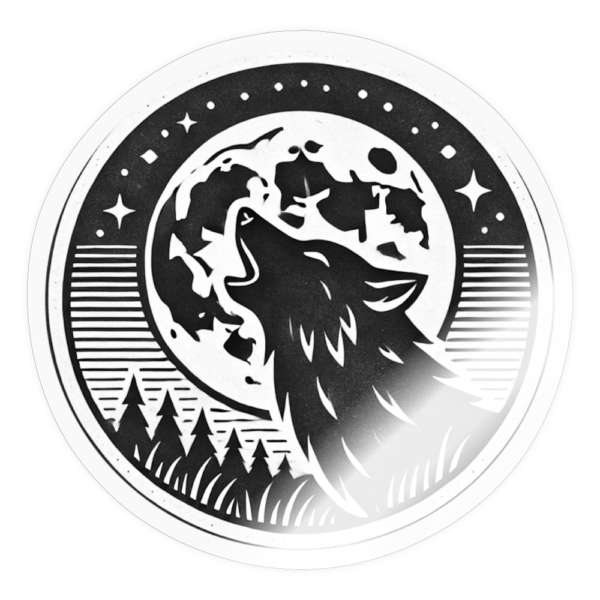 Retro Style Wolf Howling at The Full Moon Sticker