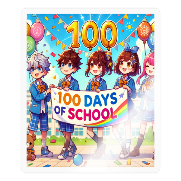 100 Days of School Anime Kids Sticker