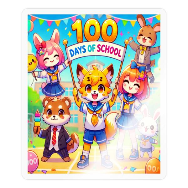 100 Days of School Anime Pets Sticker