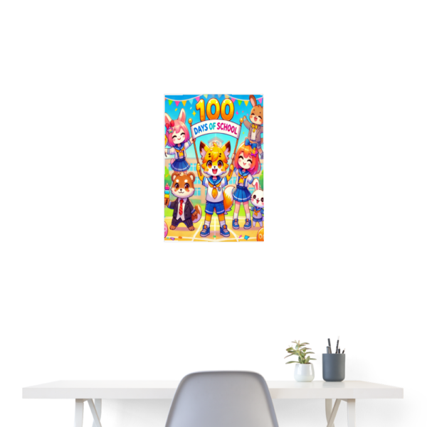 100 Days of School Anime Pets Poster 18x24