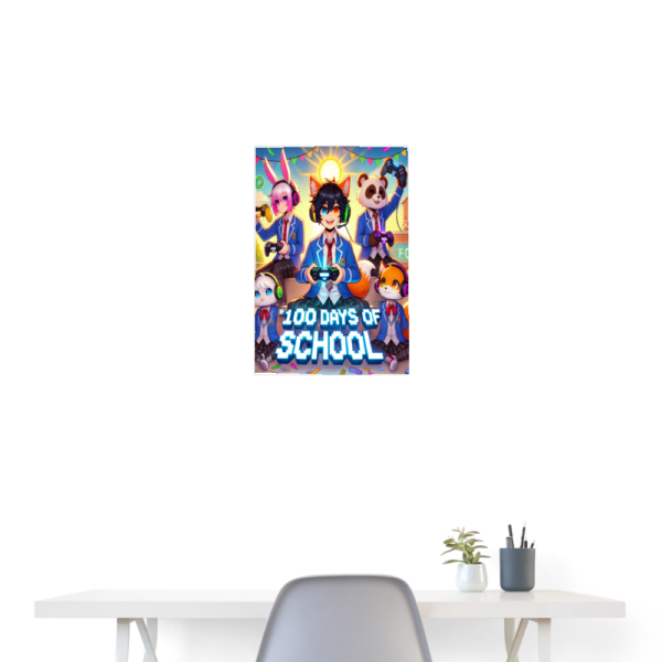 100 Days of School Anime Gamer - Poster 18x24