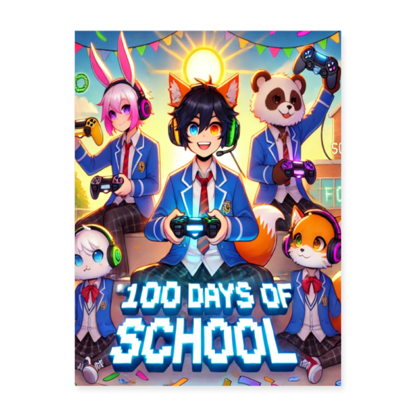 100 Days of School Anime Gamer - Poster 18x24 - Image 2