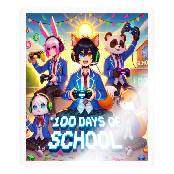 100 Days of School Anime Gamer Sticker