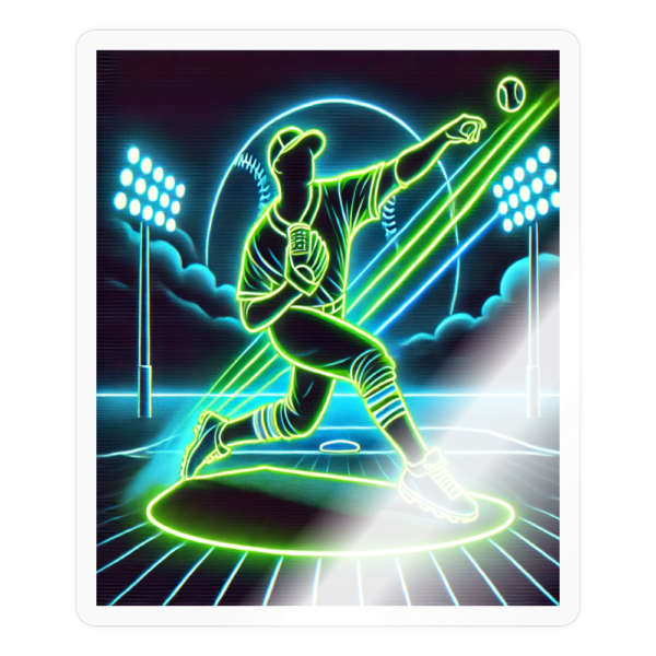 Retro Neon Baseball Pitcher Sticker