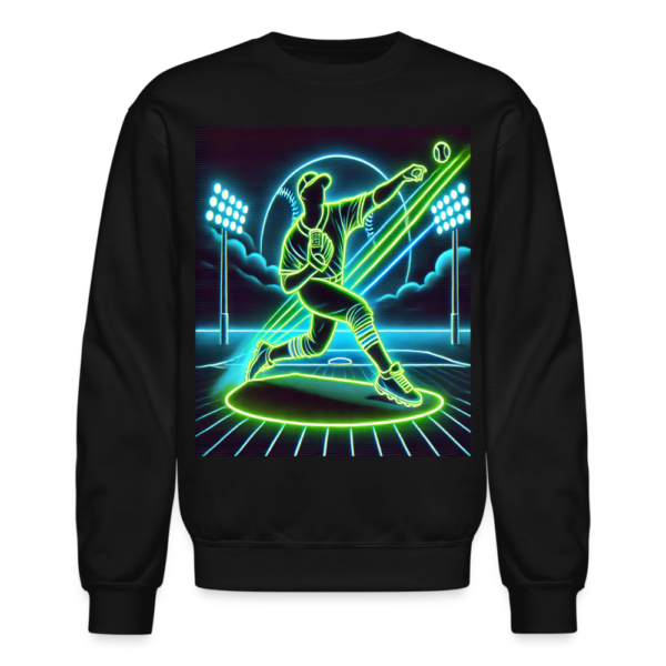 Retro Neon Baseball Pitcher Crewneck Sweatshirt - Image 2