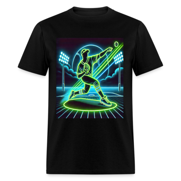 Retro Neon Baseball Pitcher Unisex Classic T-Shirt - Image 2