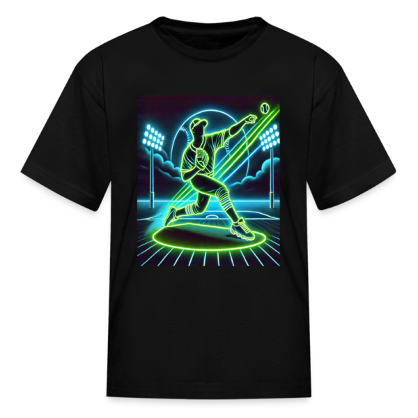 Retro Neon Baseball Pitcher Kids' T-Shirt